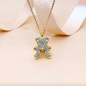 Love Bear Heart Pendant & Chain Choker